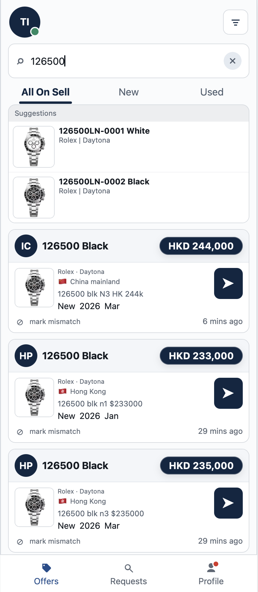 Watch Source real offers screen for reference 126500